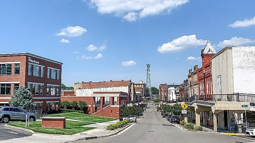 Main Street in downtown Morristown, Tennessee.