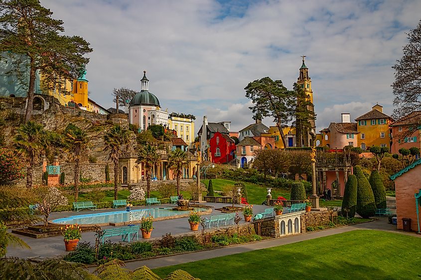 inner courtyard of the village of Portmeirion in North Wales.
