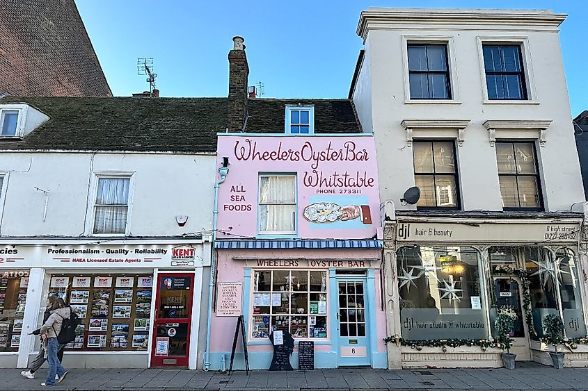 Downtown street in Whitstable, England.