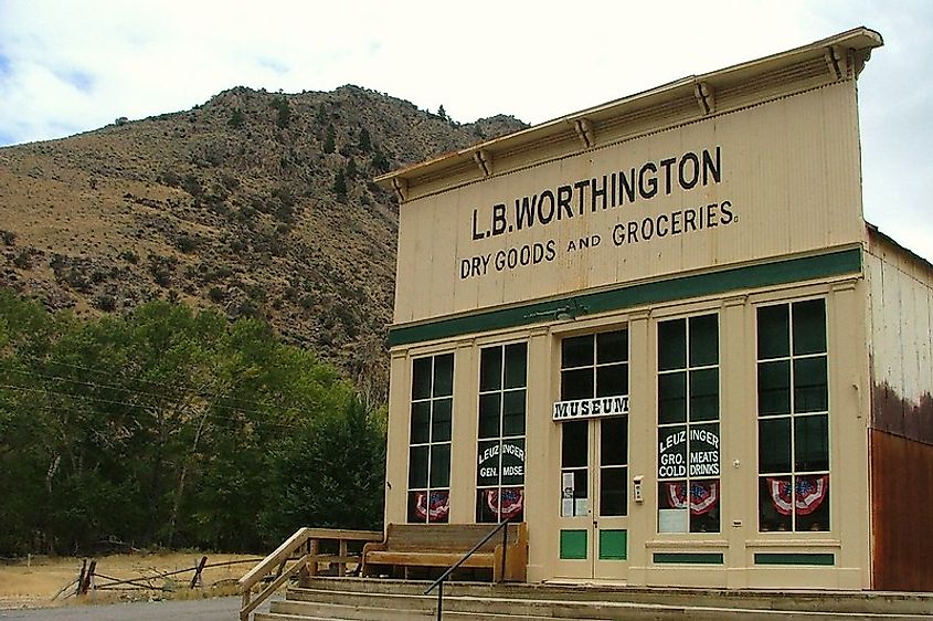 Clayton, Idaho; originally built in 1881 as the Idaho Mining & Smelter Co. store, it has been restored and is now a museum.