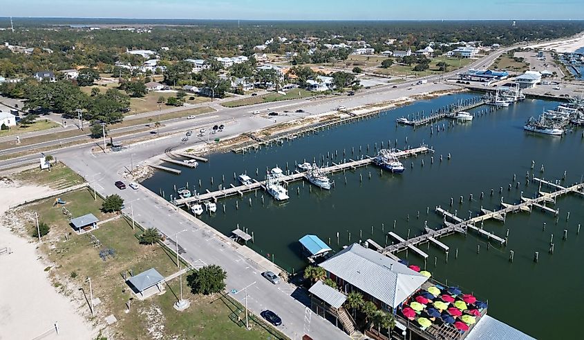 Aerial view of the Pass Christian Marina in Mississippi.