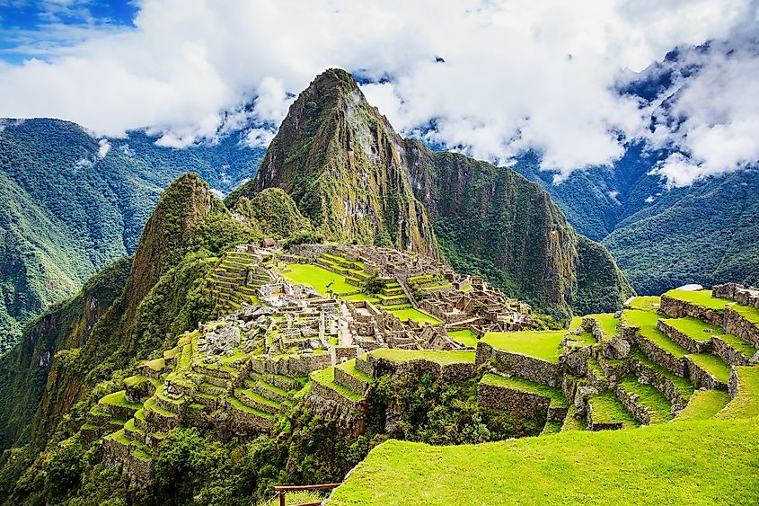 The ancient ruins of Machu Pichu in Peru.