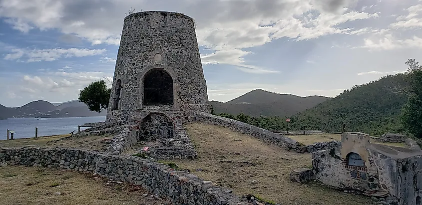 Annaberg Plantation windmill, USVI. Editorial credit: Pi3.124, CC BY-SA 4.0, https://commons.wikimedia.org/w/index.php?curid=77122427