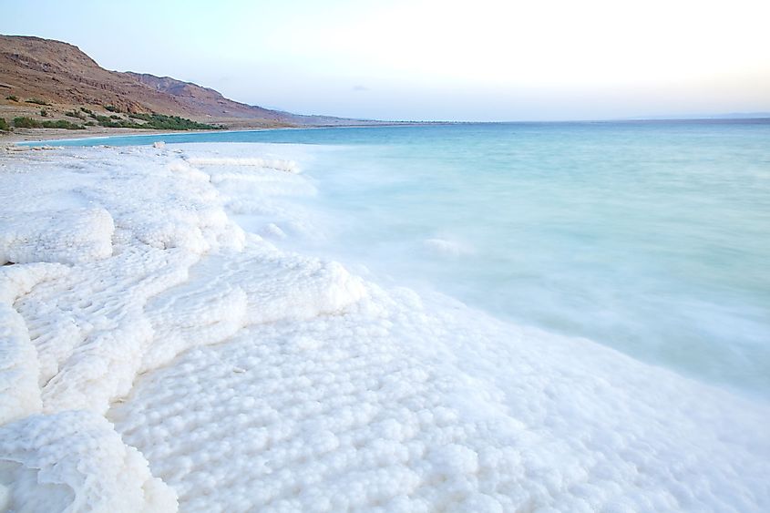Salt accumulation in Dead Sea