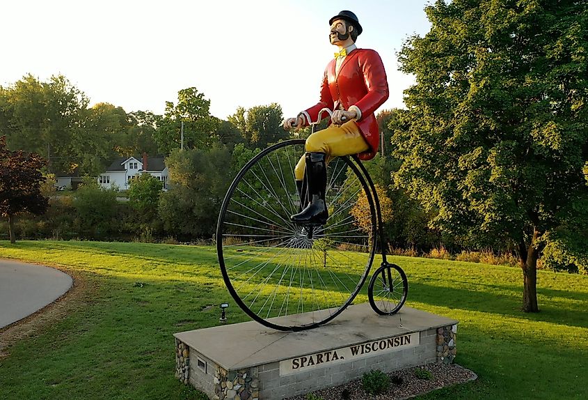 The Ben Bikin' cyclist statue in Sparta, Wisconsin