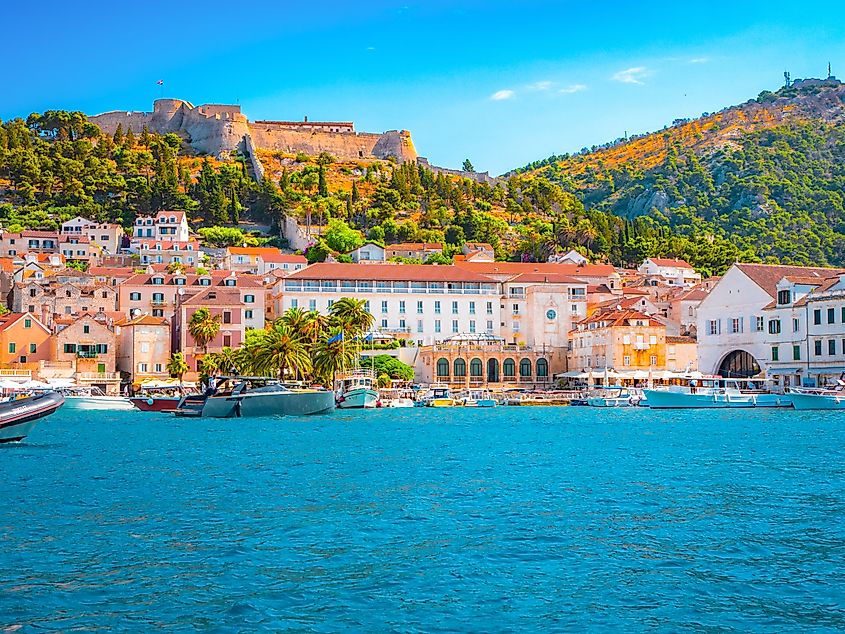 Vibrant waterfront of Hvar, Croatia.