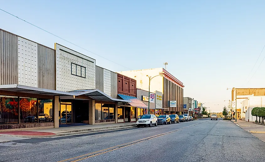 The old business dristrict along Washington street in Camden, Arkansas.