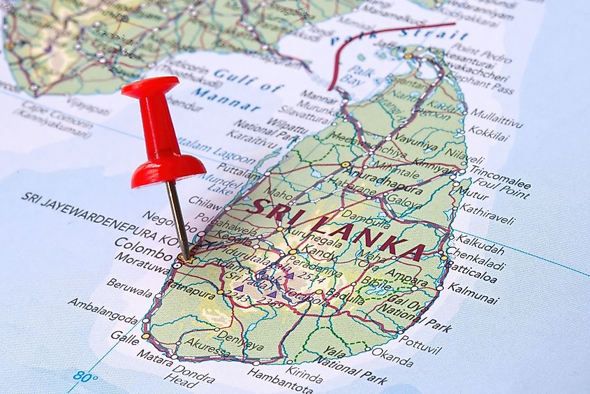 Sri Lanka, with its capital Colombo.