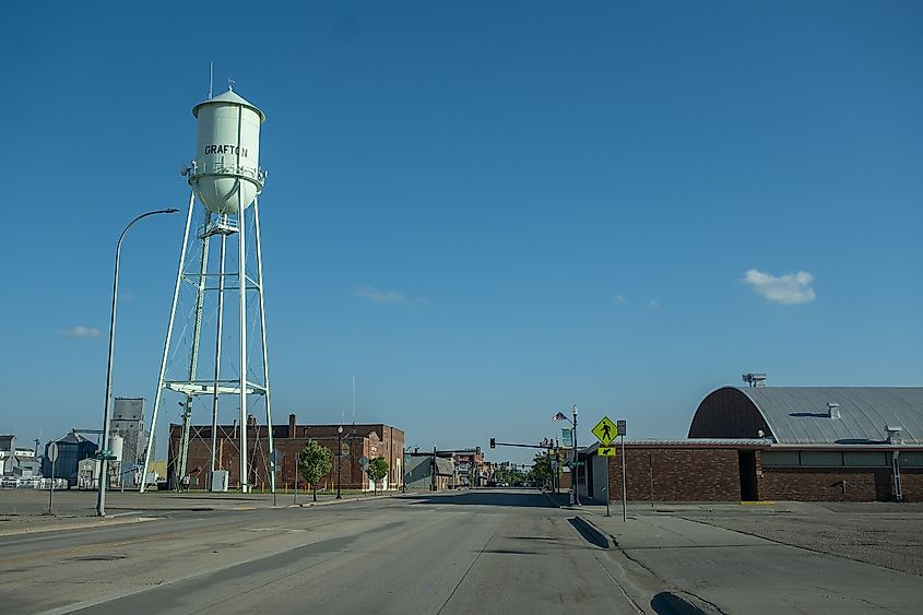 The water tower in Grafton,North Dakota.