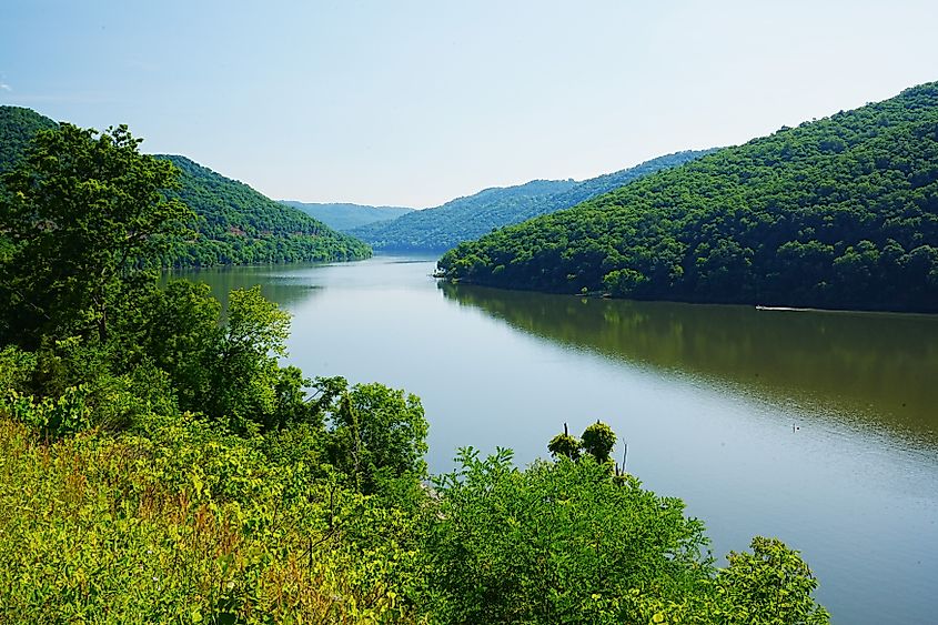The scenic Bluestone Lake in West Virginia.