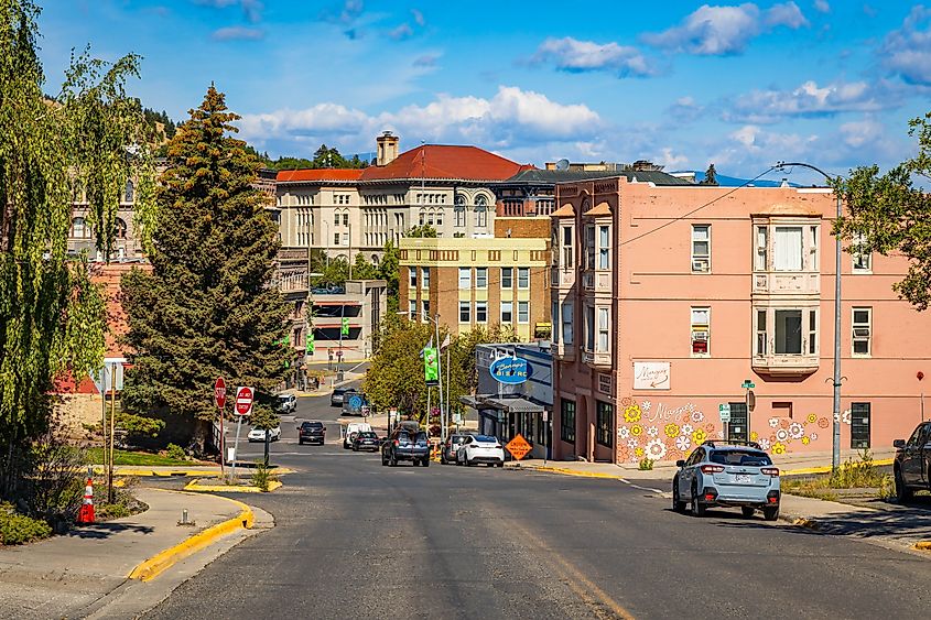 The bustling downtown area of Helena, Montana