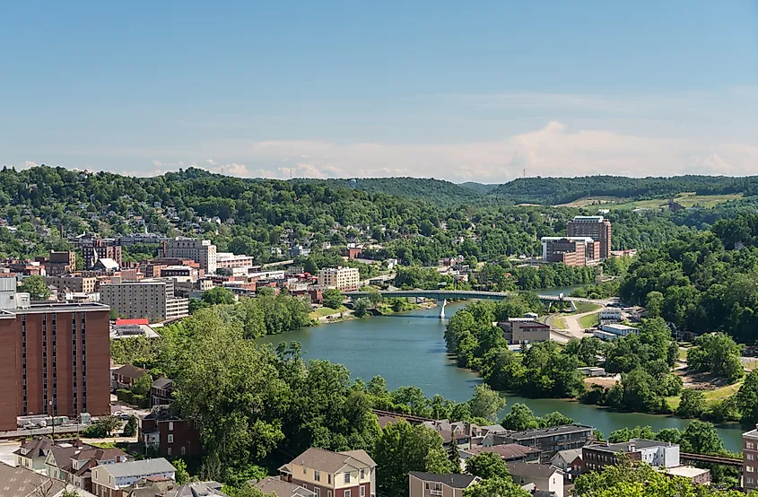 View of the downtown area of Morgantown, West Virginia.