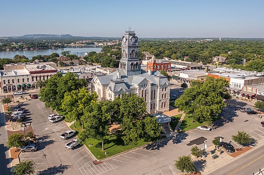 Aerial view of Granbury, Texas.