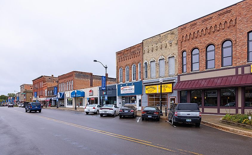 The business district on State Street in Hastings, Michigan
