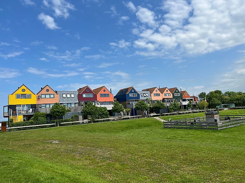 Colorful houses in Stavoren Friesland the Netherlands.