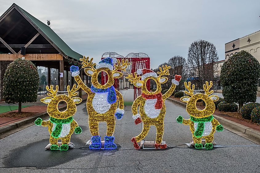 Christmas decorations in Seneca, South Carolina.
