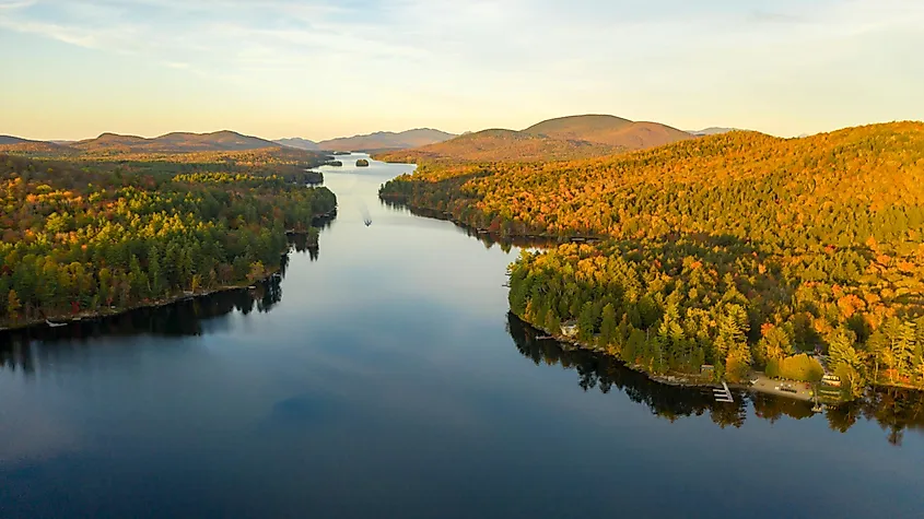 Aerial view of Long Lake, New York.