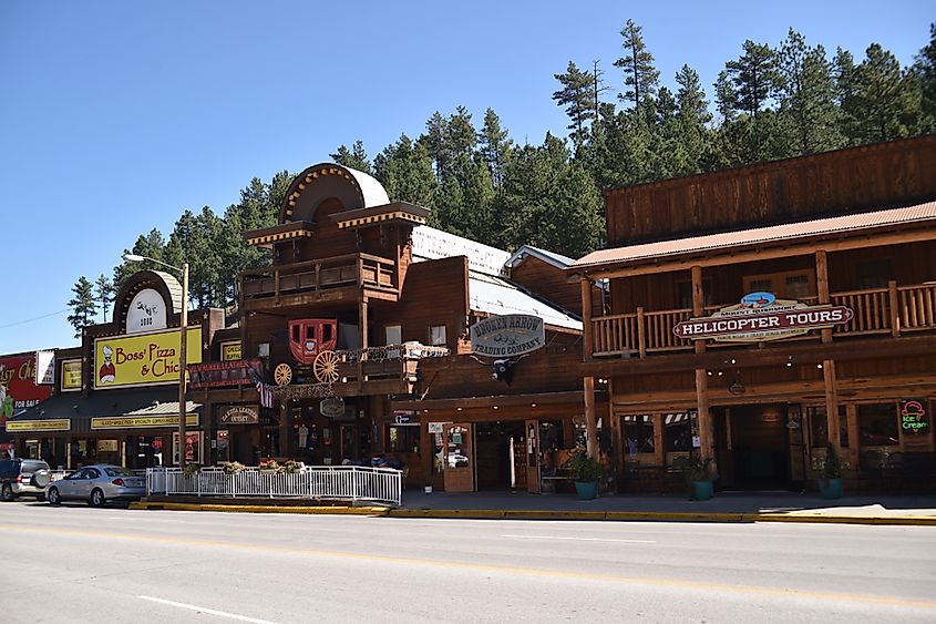 Main street Keystone, South Dakota. filled with boutiques, gift shops, fine dining, and lodging