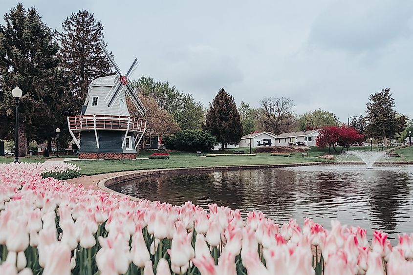 The Sunken Gardens Park in Pella, Iowa, in the spring time.