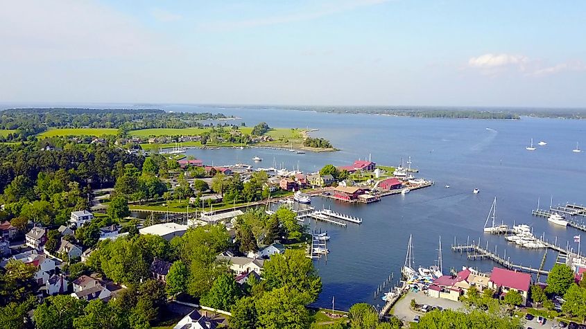 Aerial view of St. Michaels, Maryland