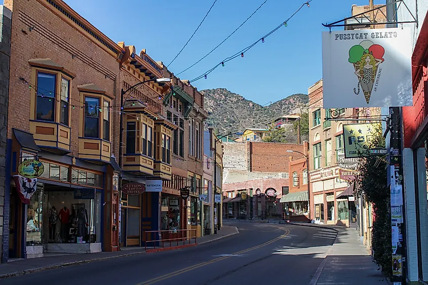 The historic downtown of Bisbee, Arizona