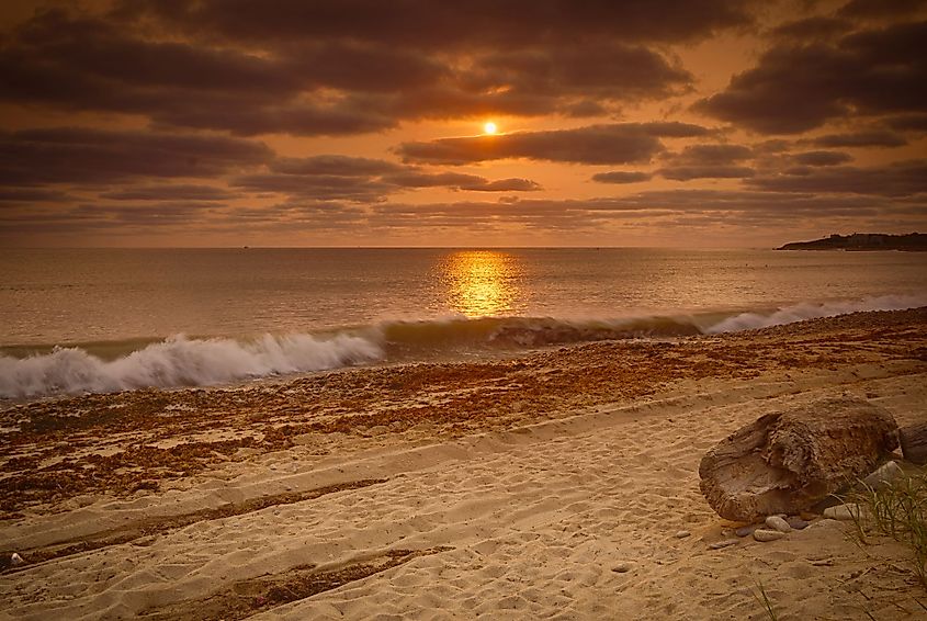 Early morning sunrise in Cow Cove on Block Island, Rhode Island. 