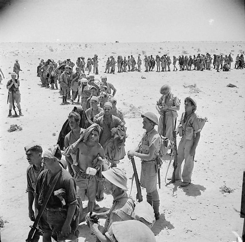 German and Italian prisoners captured during the advance on the Ruweisat Ridge, July 1942
