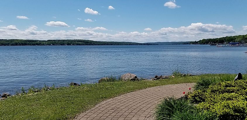 View of Conesus Lake on a bright summer day