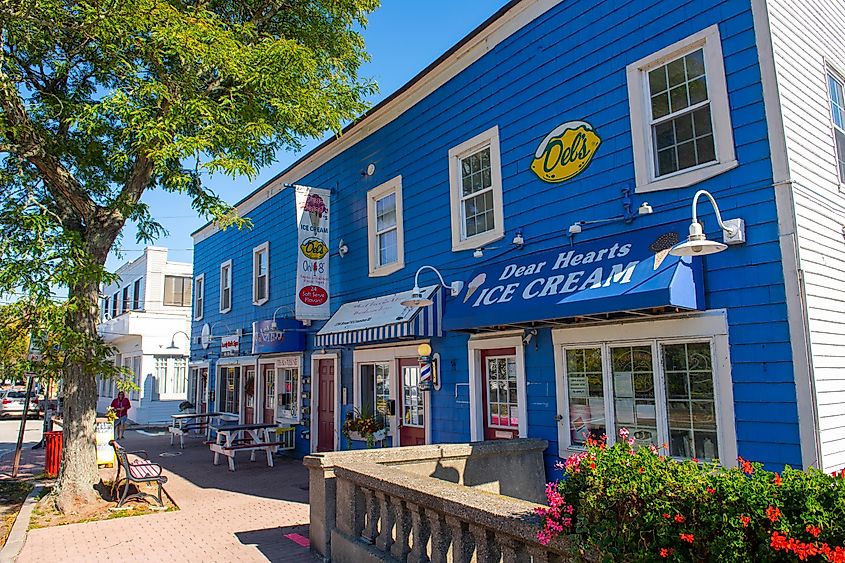 Dear Hearts Ice Cream in a historic commercial building at 2218 Board Street in Pawtuxet village, Cranston, Rhode Island.