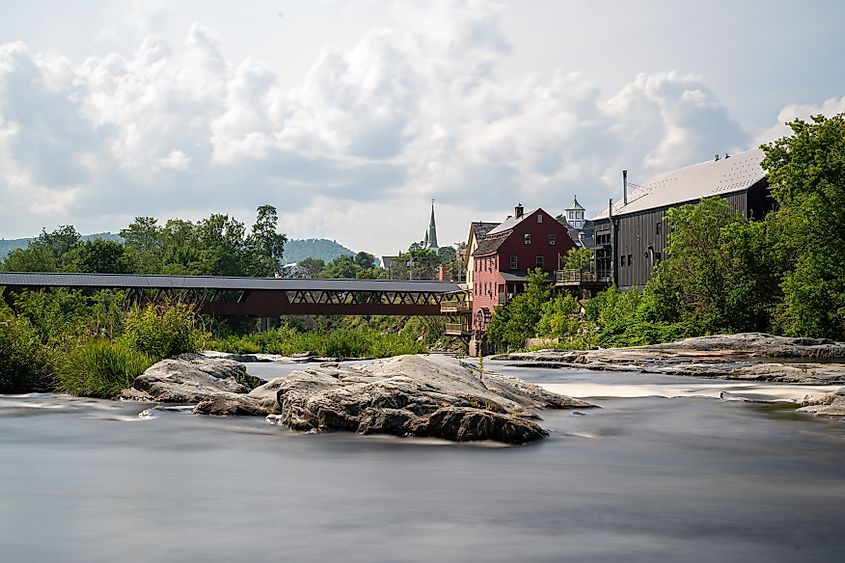 Riverwalk Covered Bridge over the Ammonoosuc River in Littleton, NH.