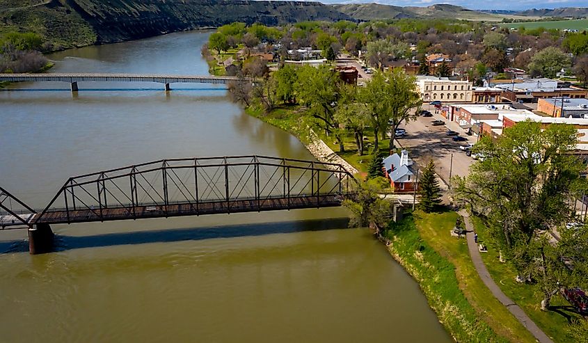 Historic Fort Benton, and Fort Benton Bridge, Montana, site of Lewis and Clark and the birthplace of Montana