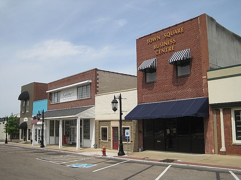 The business district in Brownsville, Tennessee.