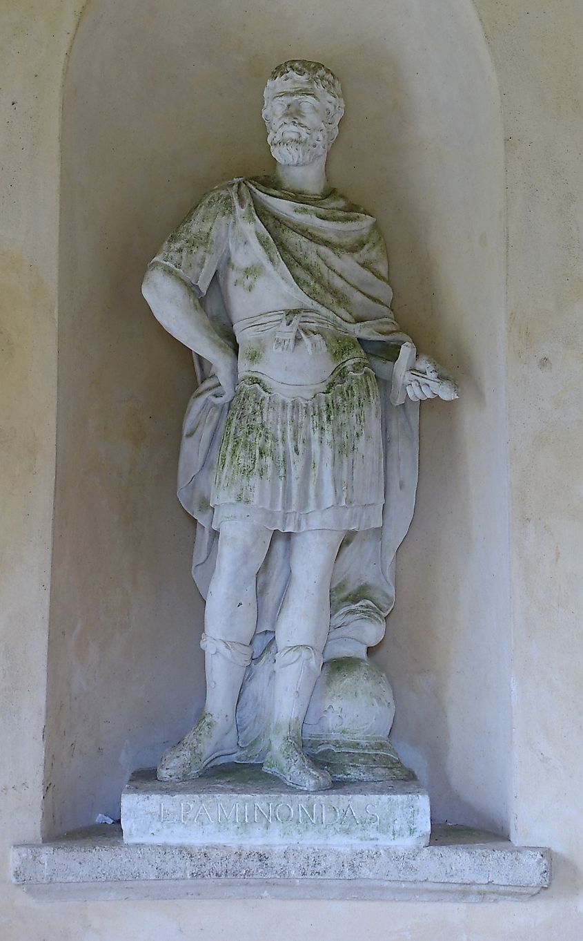 Epaminondas, depicted as an idealized figure on the grounds of Stowe House, England.