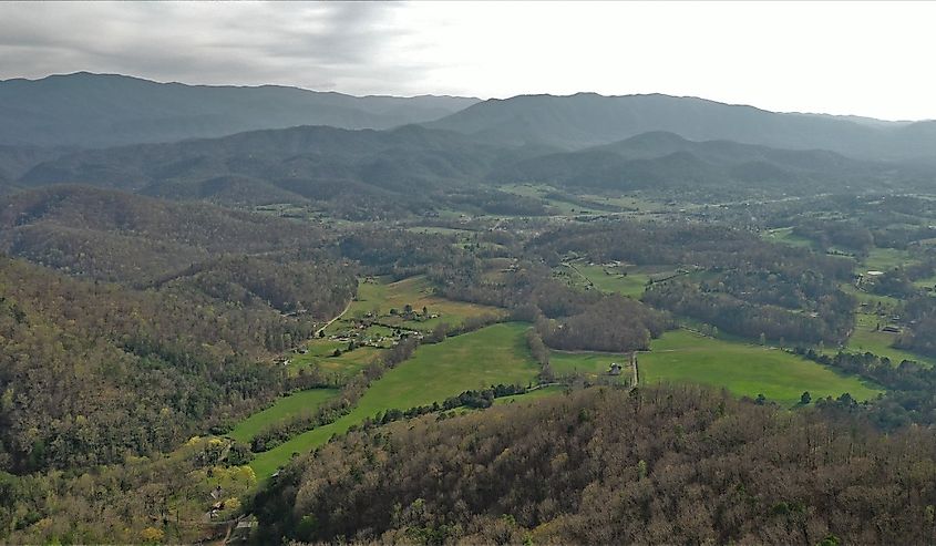 Aerial view of Foothills Parkway Valley