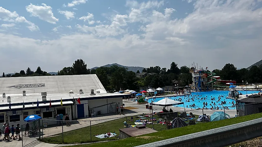 People bathing in a hot springs at Lava Hot Springs, Idaho