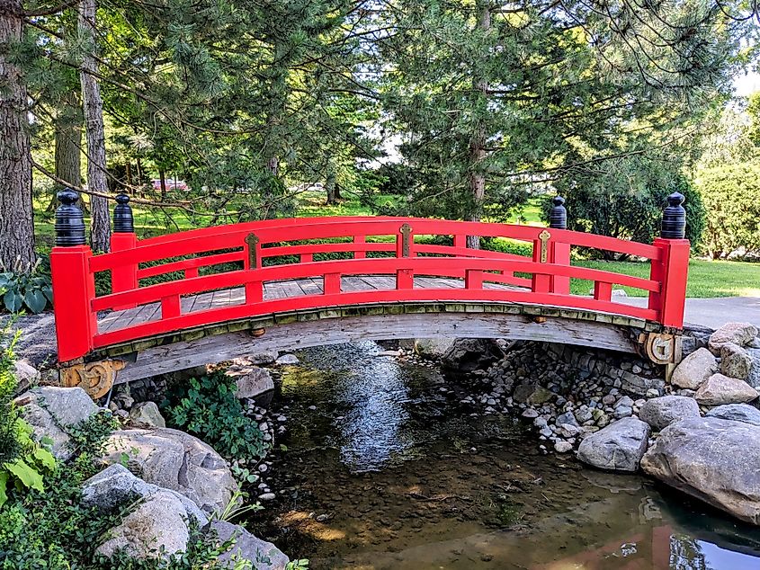 A bridge at the Tokushima-Saginaw Friendship Garden.