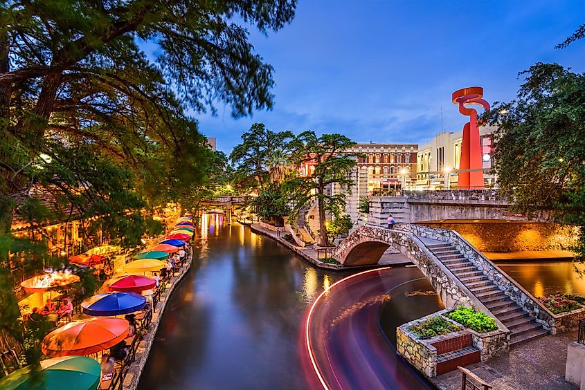 San Antonio, Texas, cityscape at the River Walk. 