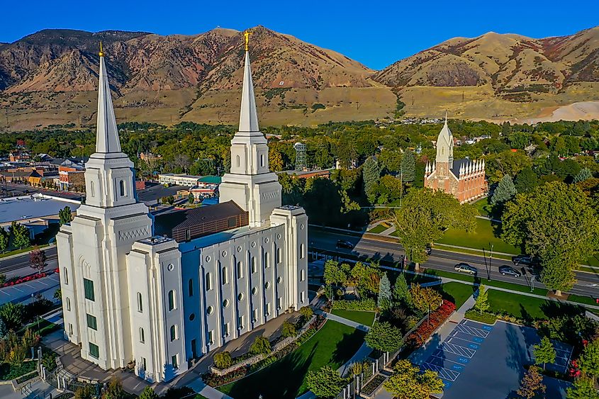 Brigham City Utah Temple and Box Elder Tabernacle.