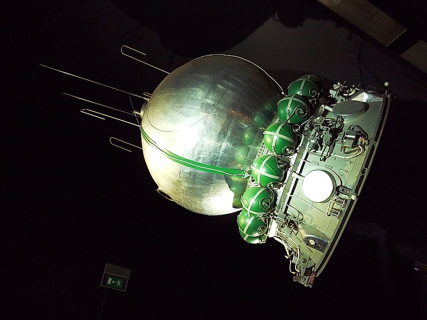A mockup of the Vostok 1 spacecraft at the Museum of Air and Space in Paris.