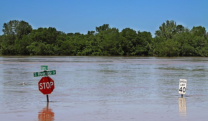 Flooding in Clarksville, Tennessee after heavy rainfalls. 