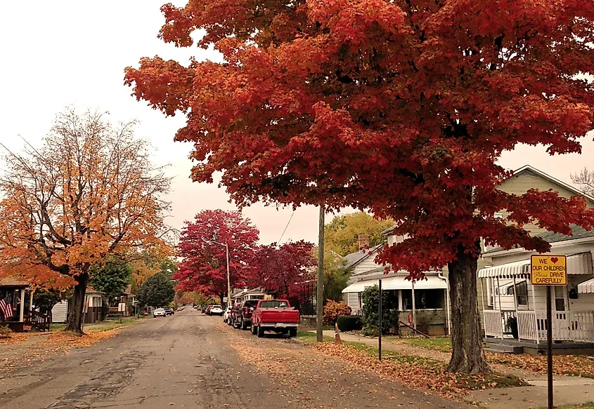A street view in Nelsonville, Ohio.