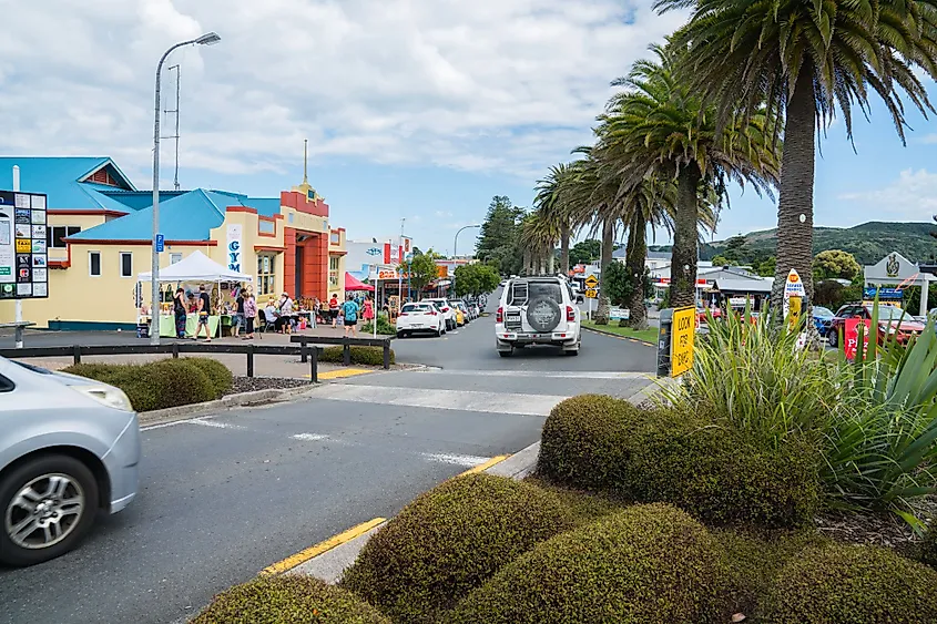 View along Bow Street in Raglan, New Zealand