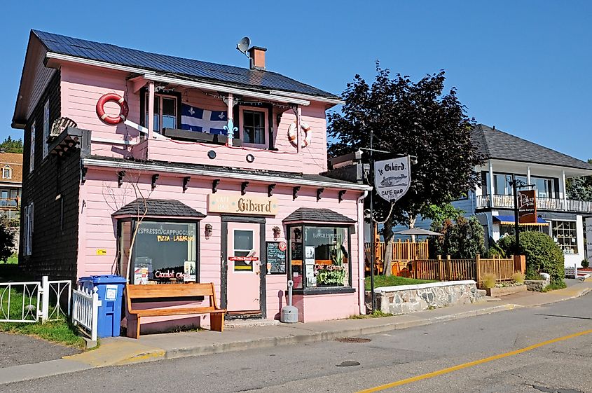 Bar and outdoor seating in the village of Tadoussac, Quebec