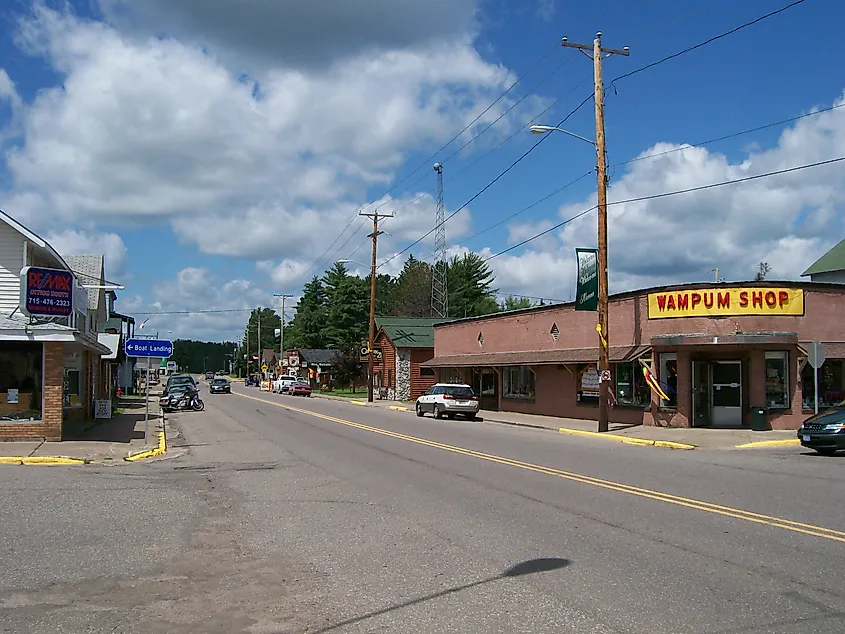 Mercer, WI. View of intersection looking northwest on Hwy 51 and Main street