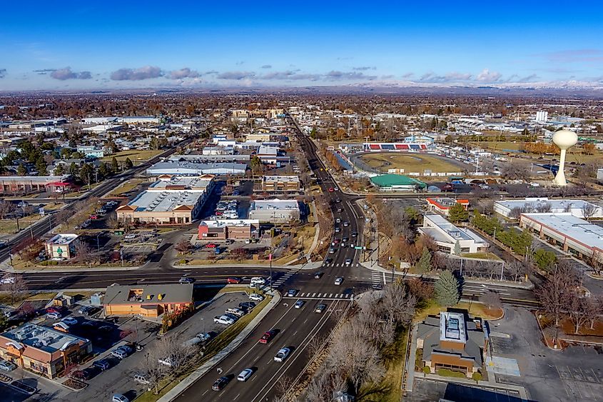 Main Street leads through the little town of Meridian, Idaho