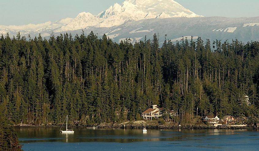 Mt. Baker from Whidbey Island north of Seattle, Washington