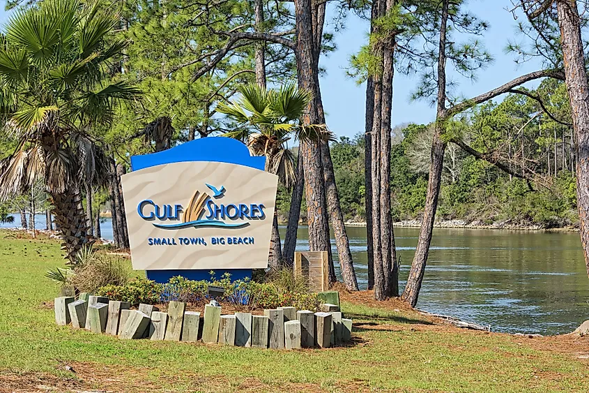 Welcome sign at Gulf Shores, Alabama. 