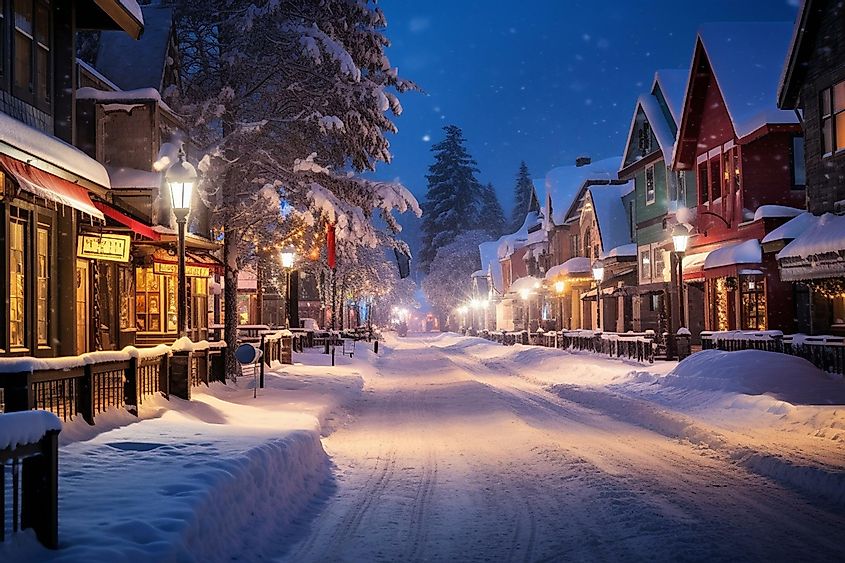 Downtown Breckenridge, Colorado, in winter.