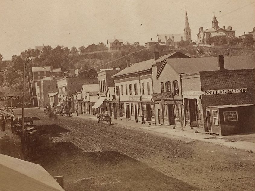 Downtown, Stillwater, Minnesota in the 1870s.