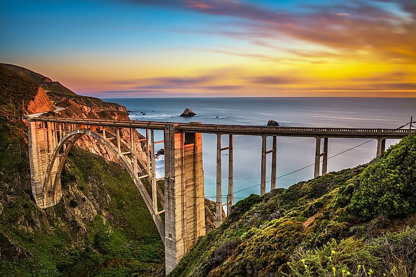 The Bixby Creek Bridge on the Big Sur Coast Highway in California.